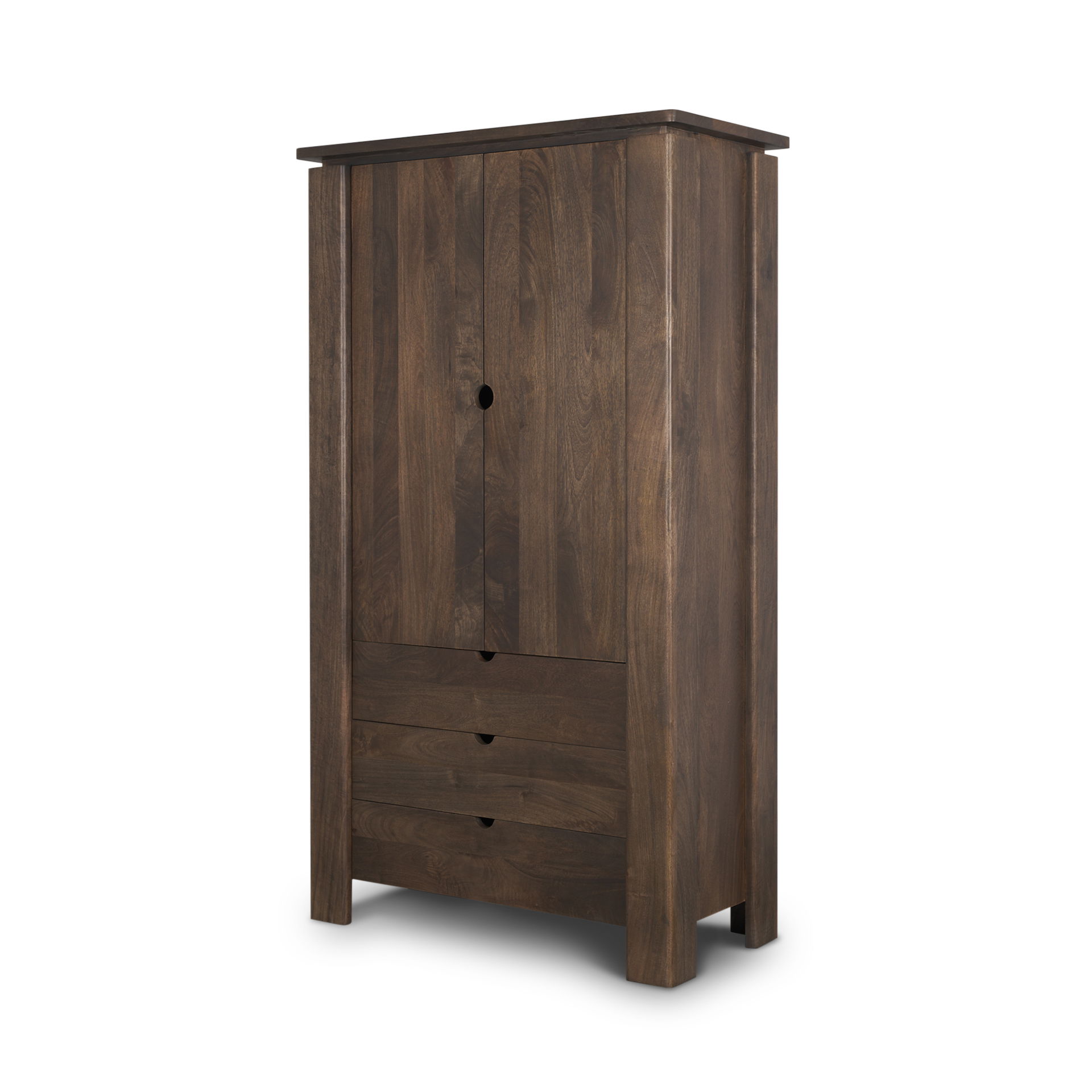 Wallen Solid Dark Brown Wood Curio Cabinet, Cabinets & Sideboard by Mercana, 40" length x 20" width x 70" height View 1