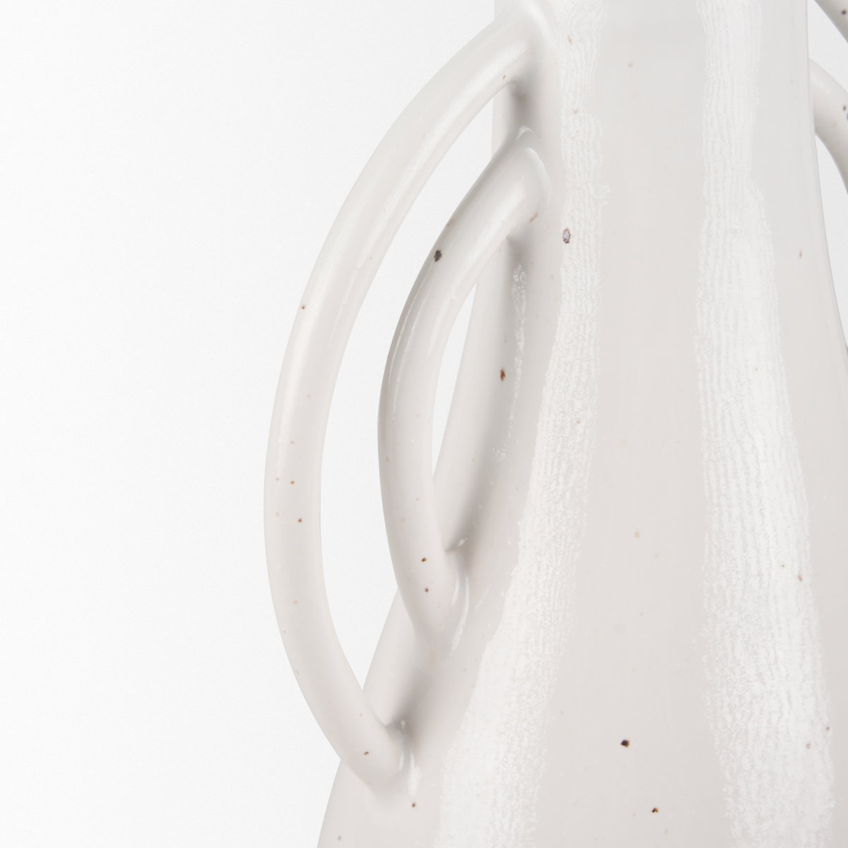 Urvi Tall Off White Speckled Asymmetrical Ceramic Vase, by Mercana, 7.09" length x 5.91" width x 13.98" height View 9
