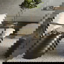 Online Designer Bedroom Hand-Hammered Aluminum Side Table- antique gold