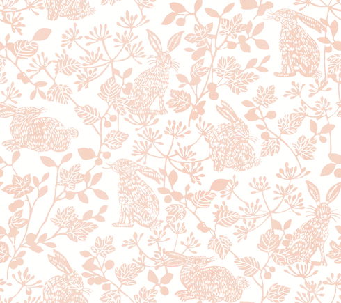 Botanical Bunnies Pink Peel & Stick Wallpaper
