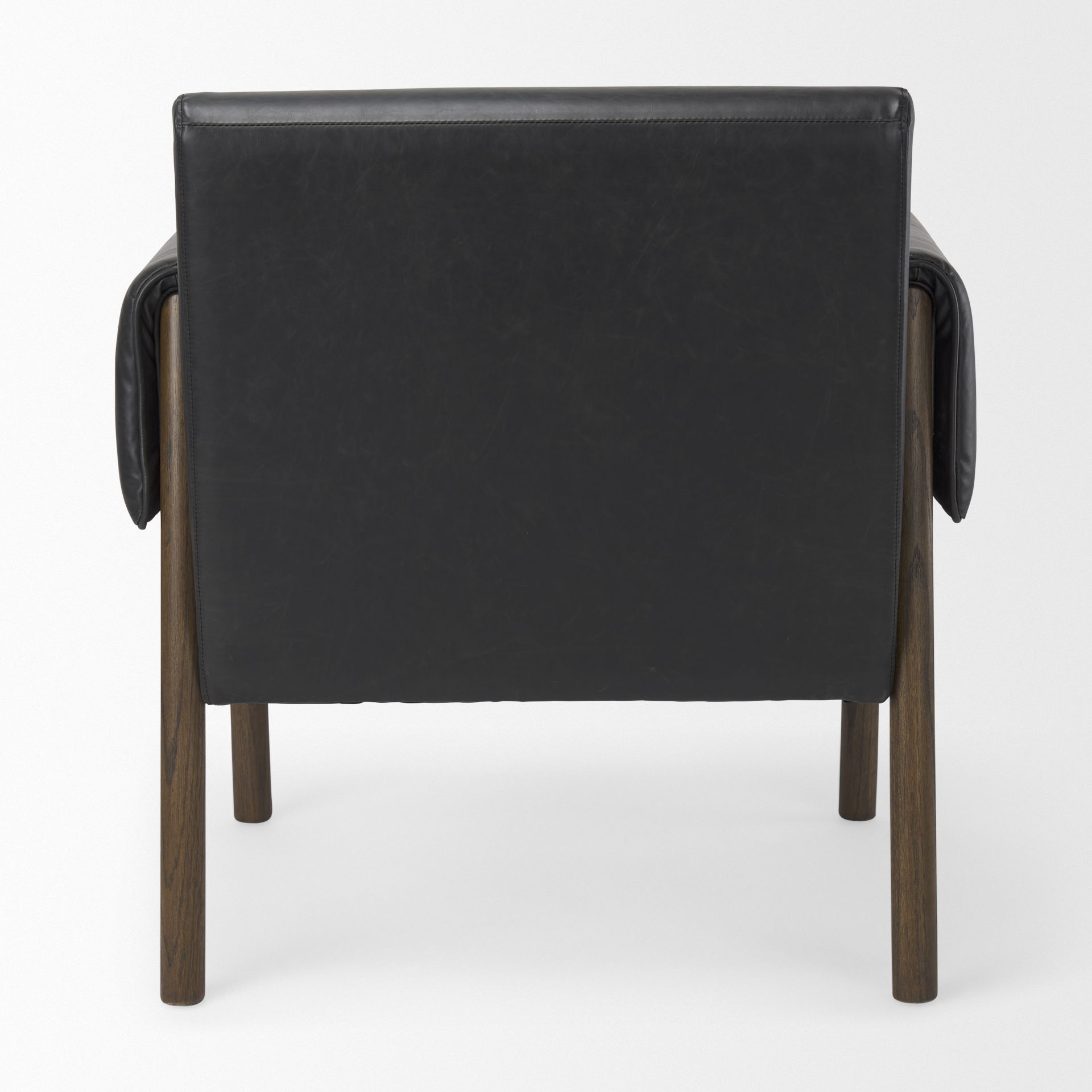 Ashton Black Faux Leather Fabric with Dark Brown Wood Accent Chair large image 