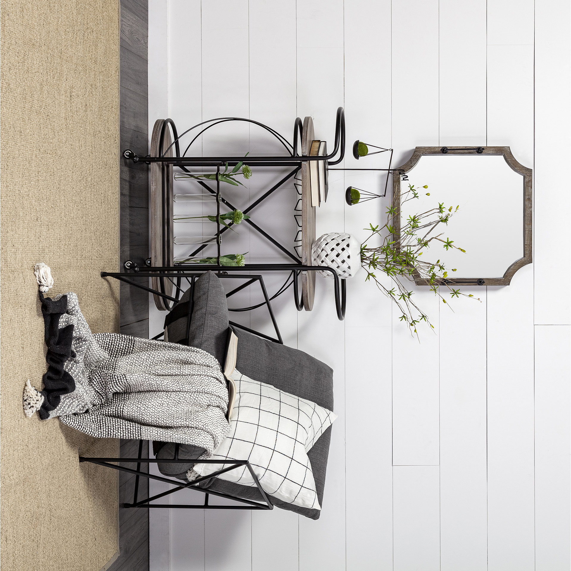 Ellis 10L x 4W Black Metal Vintage Inspired Weighing Scale, Decorative Object by Mercana, 10" length x 4" width x 13" height View 2