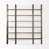 Taunton 80L x 10.5W x 90H Medium Brown Wood with Antique Nickel Metal Frame 6 Tier Shelving Unit thumbnail 4