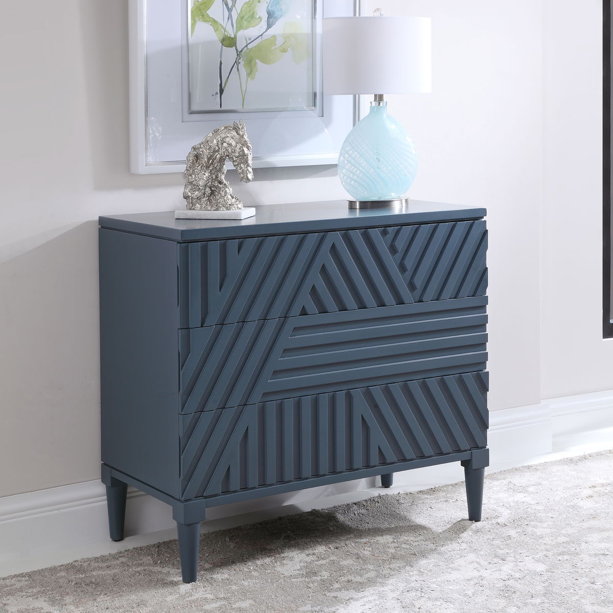 Colby Blue Drawer Chest, Cabinets & Chest by Uttermost, 36" width x 33" height x 18" depth View 6
