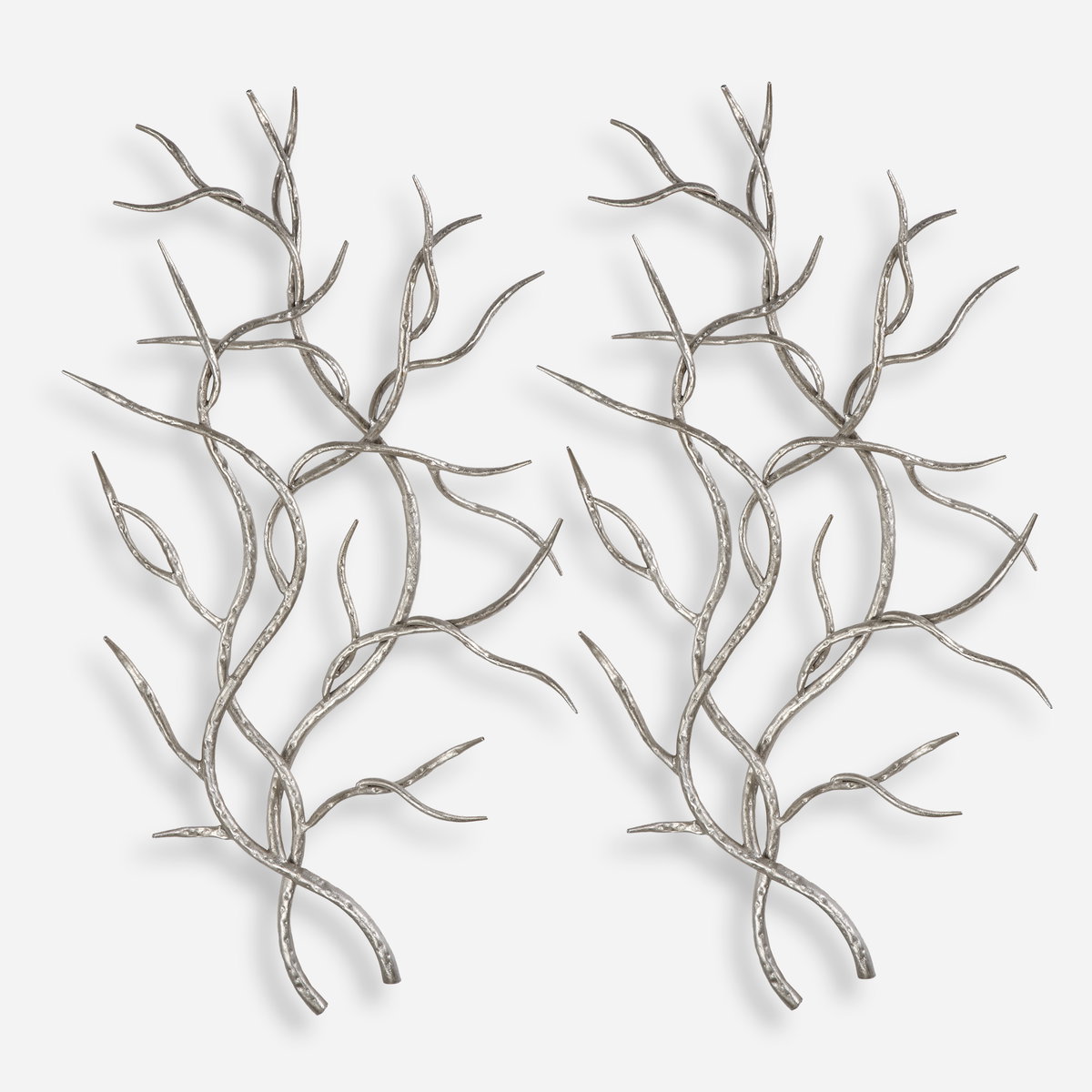 Silver Branches Wall Art Set/2, Sculptural Wall Art by Uttermost, 20" width x 36.75" height x 3" depth View 1