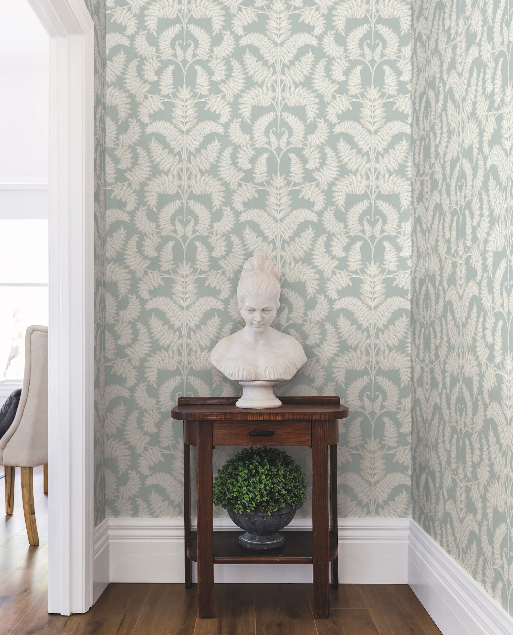 Royal Fern Damask Green Wallpaper large image 