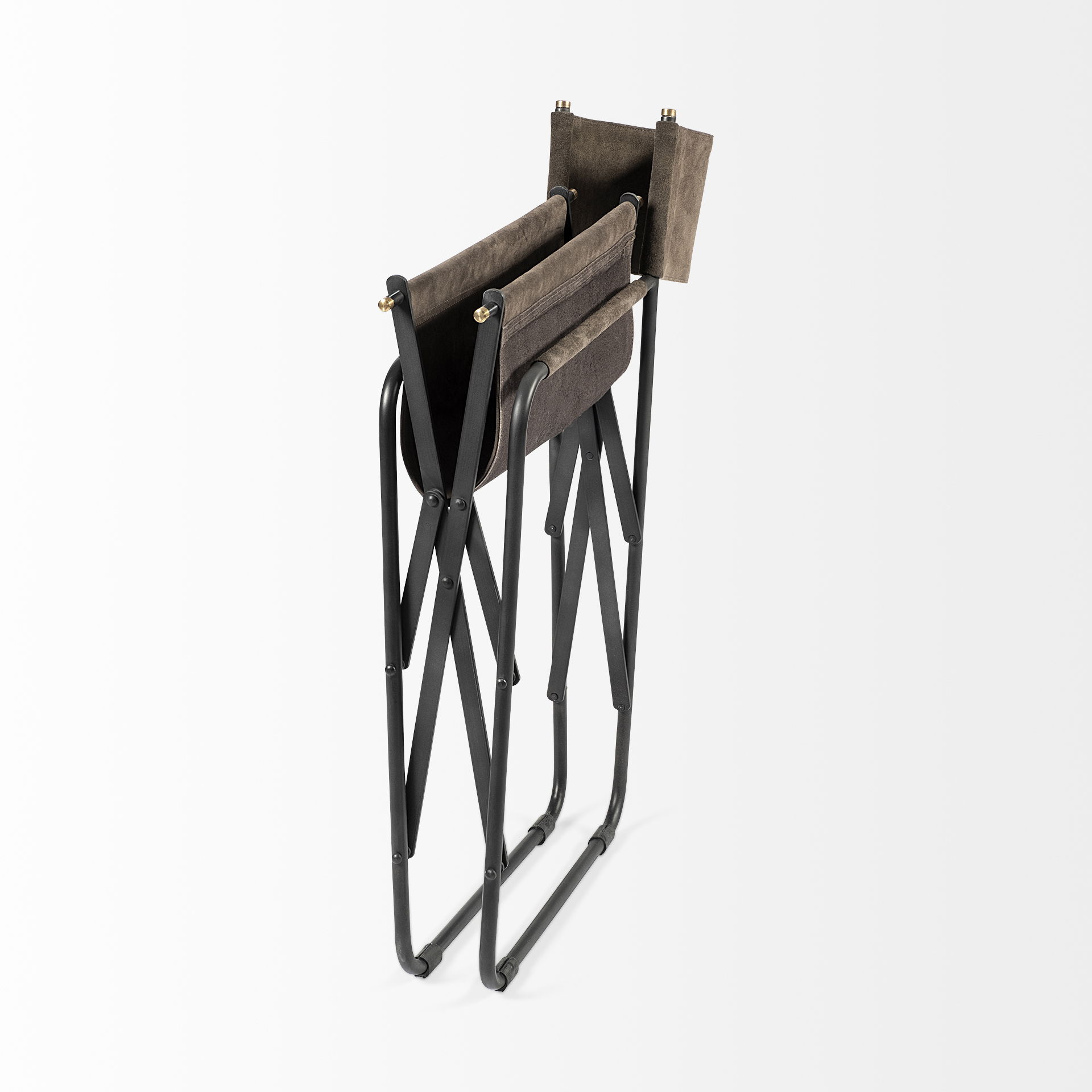 Direttore 19.25L x 20W x 31H  Brown/Gray Suede with Metal Frame Dining Chair large image 
