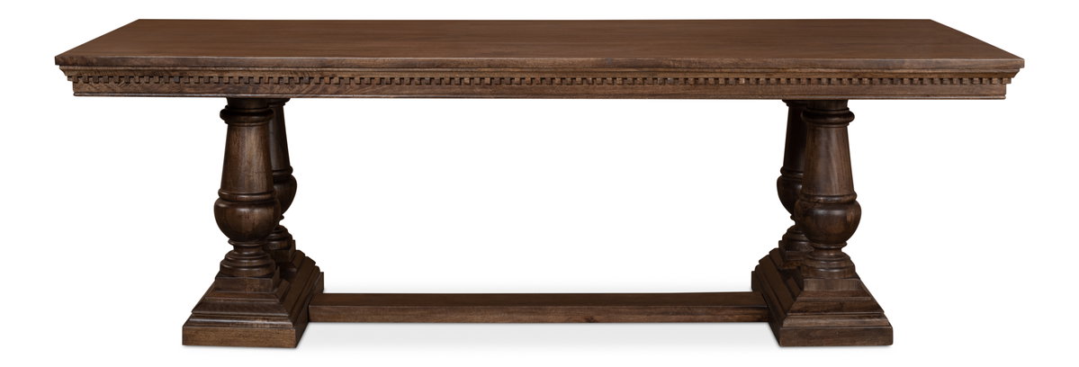 Joshua Pedestal Dining Table, by Sarreid, 3'6" length x 8' width x 2'7" height View 2