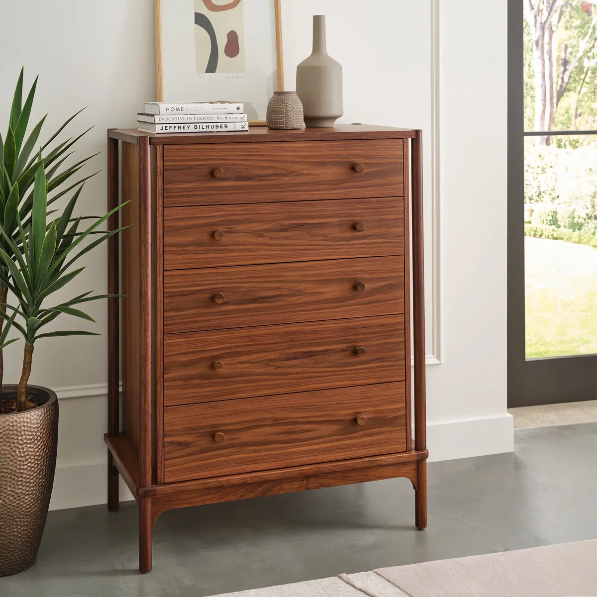Walnut Grove Five-Drawer Tall Chest, Dresser by Stickley, 39" width x 52" height x 20.5" depth View 2