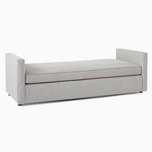 Online Designer Other Harris Daybed, Poly, Performance Yarn Dyed Linen Weave, Alabaster, Concealed Supports