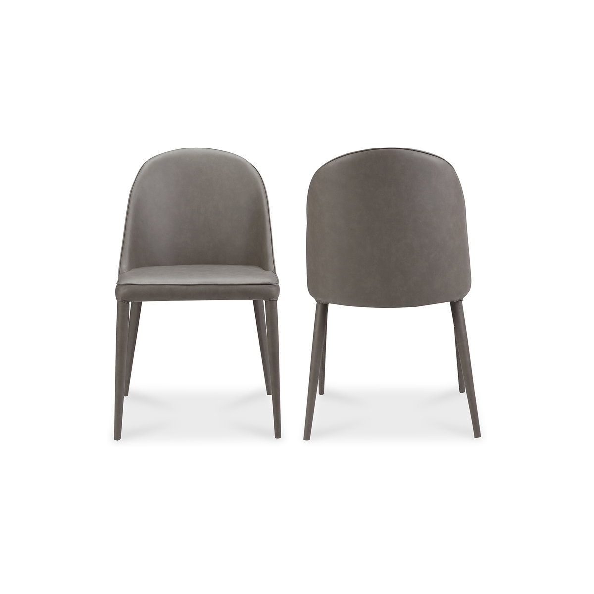 Burton Dining Chair Grey Vegan Leather - Set Of Two, by Moe's Home, 19" width x 33" height x 22" depth View 3
