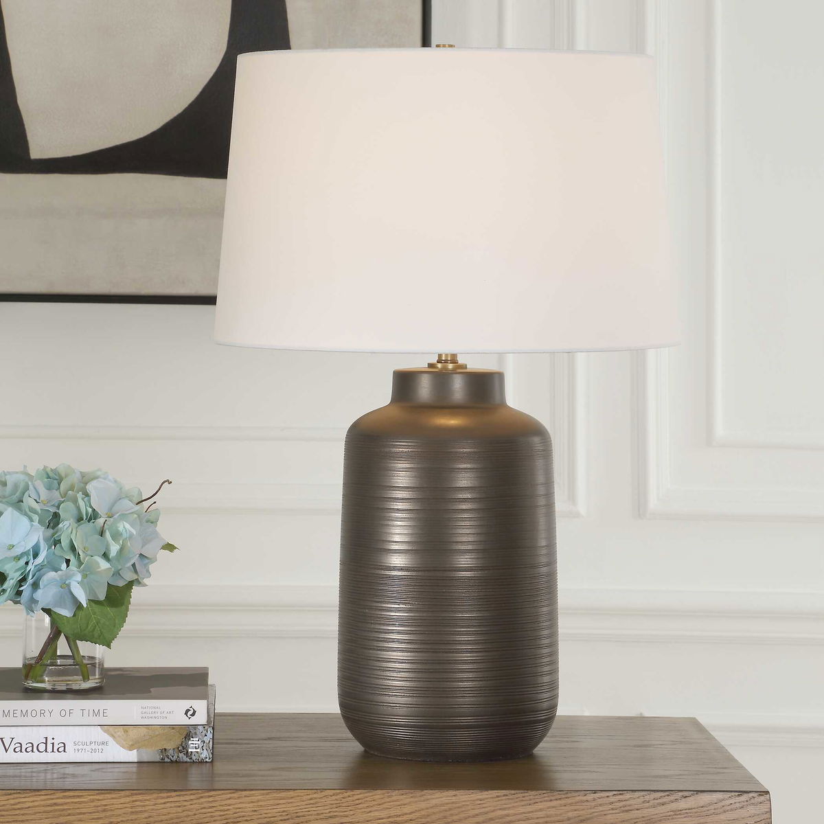 Calderone Bronze Table Lamp, by Uttermost, 18" width x 26.75" height x 18" depth View 2