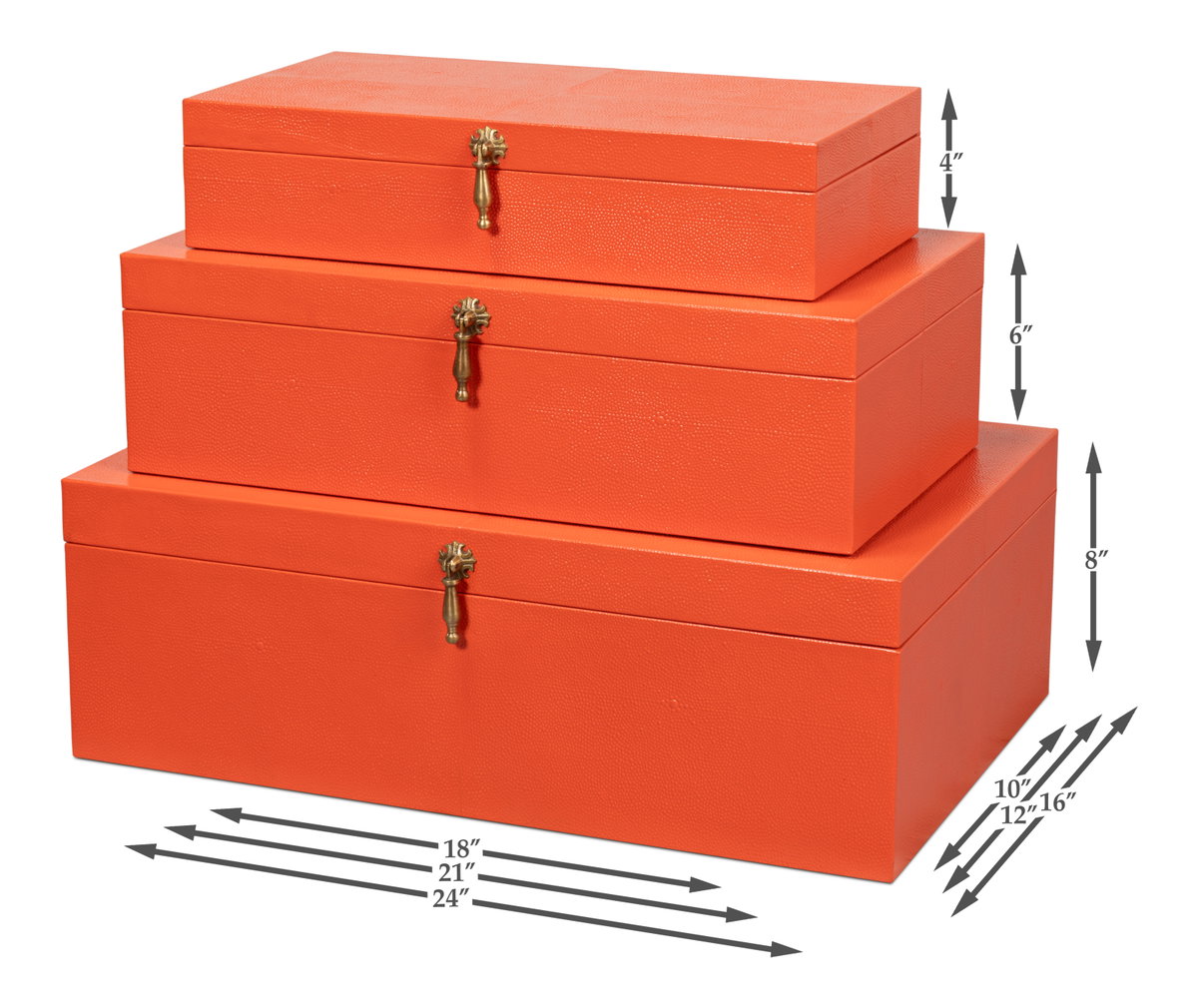 Cosmos Nesting Boxes S/3 Orangeade, by Sarreid, 1'4" length x 2' width x 8" height View 13