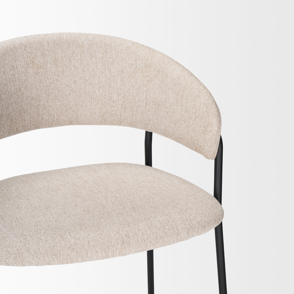 Carolyn Bar Stool with Oatmeal Fabric & Matte Black Metal, Counter & Bar Stool by Mercana, 19.29" length x 20.4" width x 39.75" height View 8