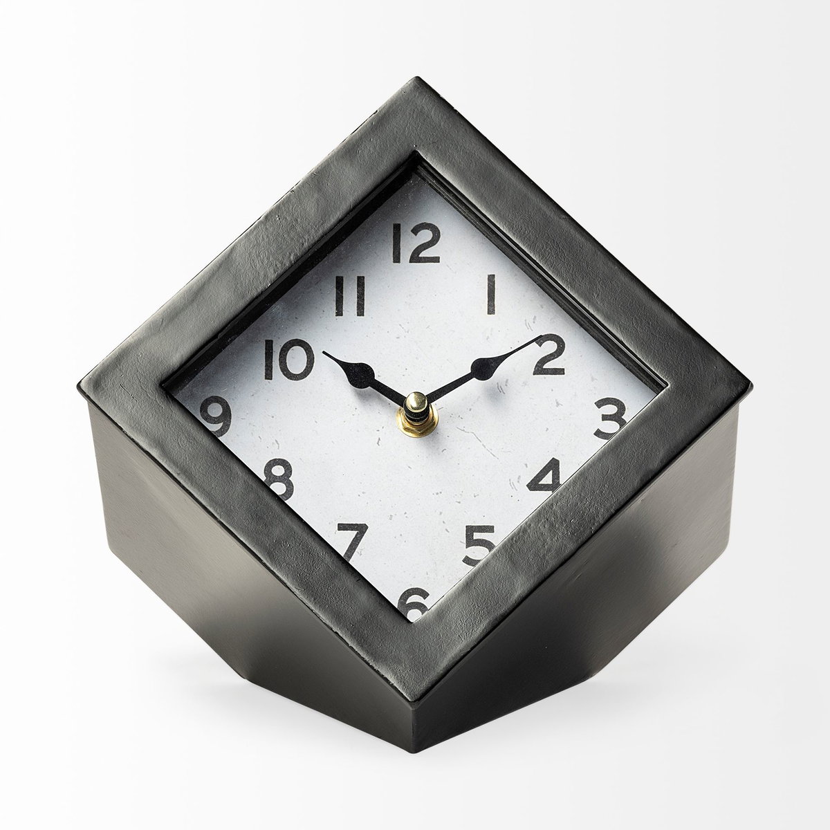 Ralph II Black Metal Cube Table Clock, by Mercana, 8.75" length x 10.25" width x 8.25" height View 5