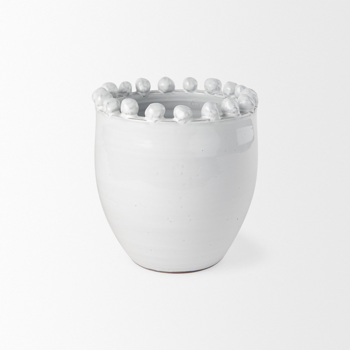 Basin Small Off-White Glazed Vase, by Mercana, 8.07" length x 8.07" width x 9.06" height View 5
