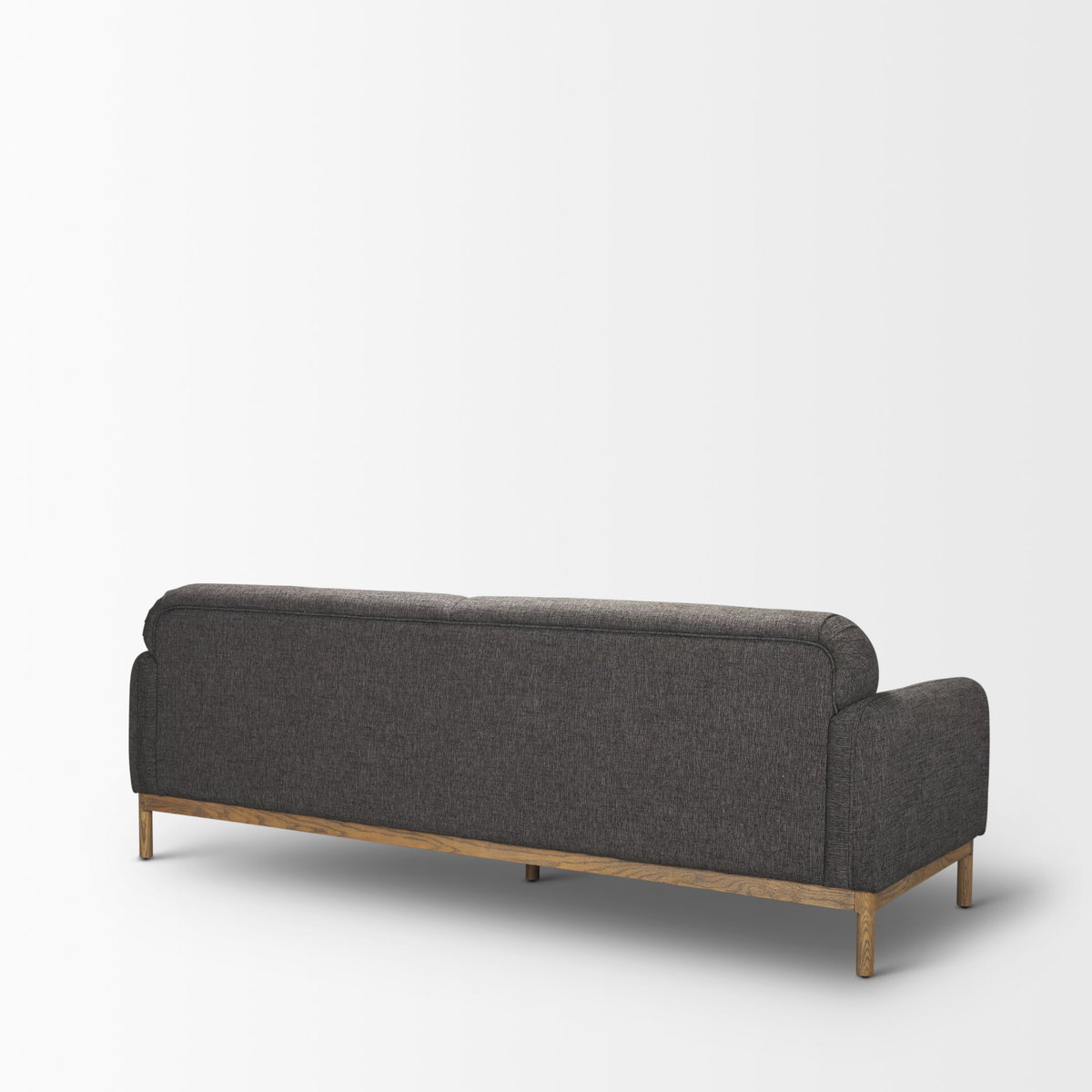 Hale Sofa with Medium Brown Wood and Gray Fabric, Sofas & Sectional by Mercana, 90" length x 33.75" width x 31.5" height View 6