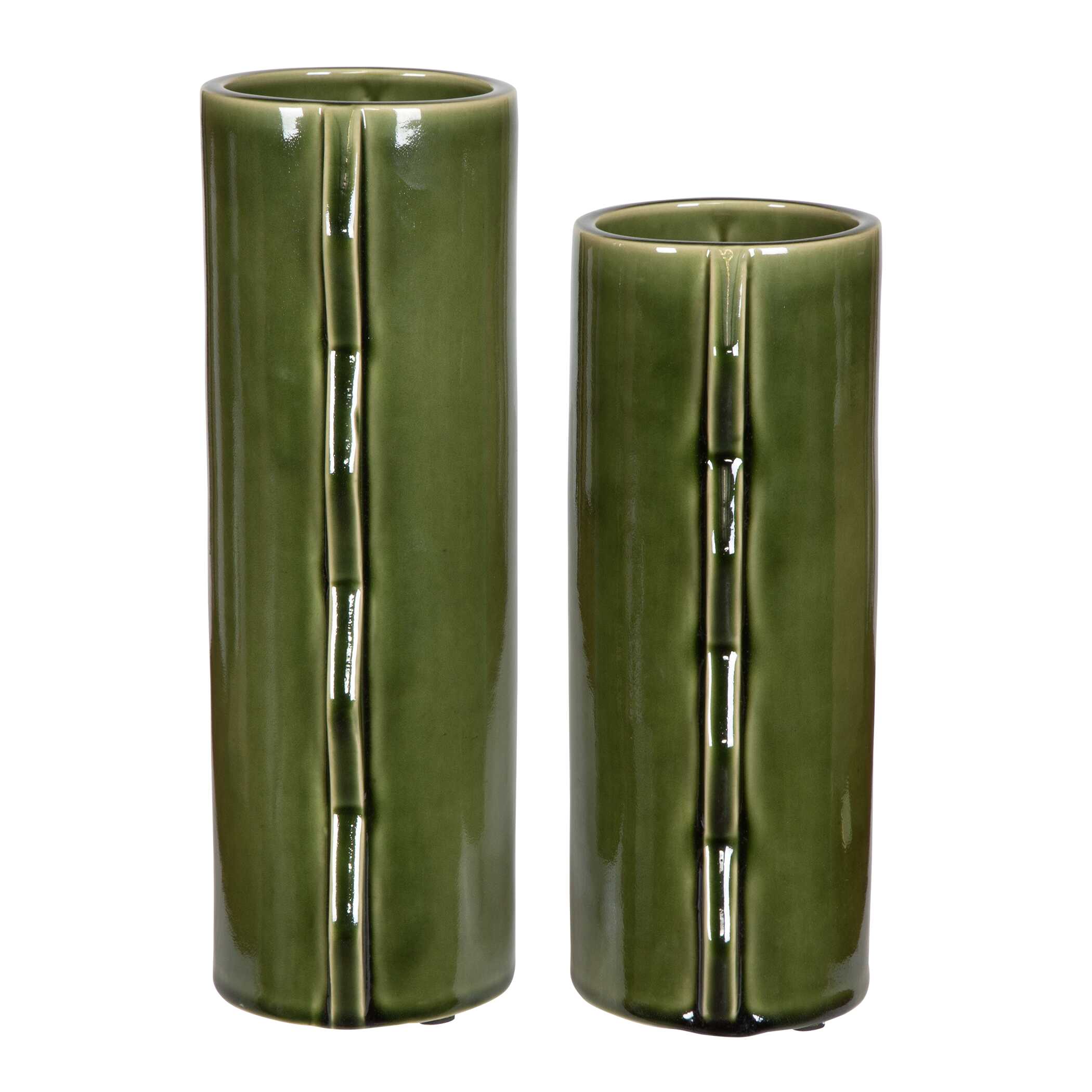 Meander Green Vases Set/2, Decorative by Uttermost, 5.75" width x 14" height x 4.5" depth View 4