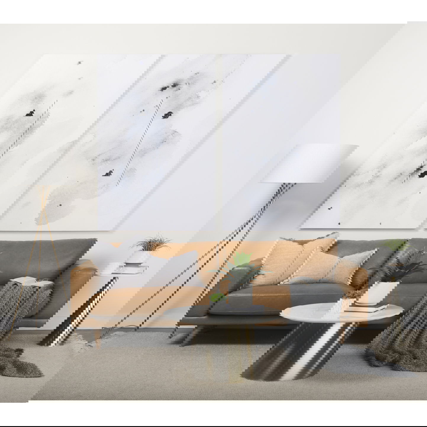 Ambrose  Gold Metal with Cream Fabric Shade Floor Lamp, by Mercana, 20" length x 20" width x 61.75" height View 2