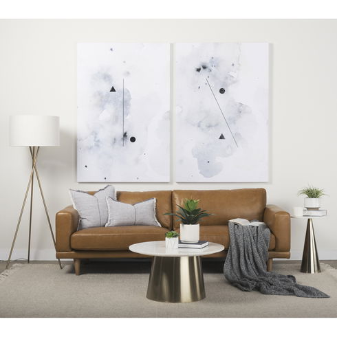 Ambrose  Gold Metal with Cream Fabric Shade Floor Lamp