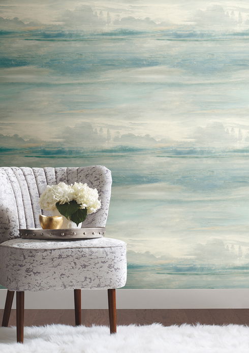 Soothing Mists Scenic Blue Wallpaper