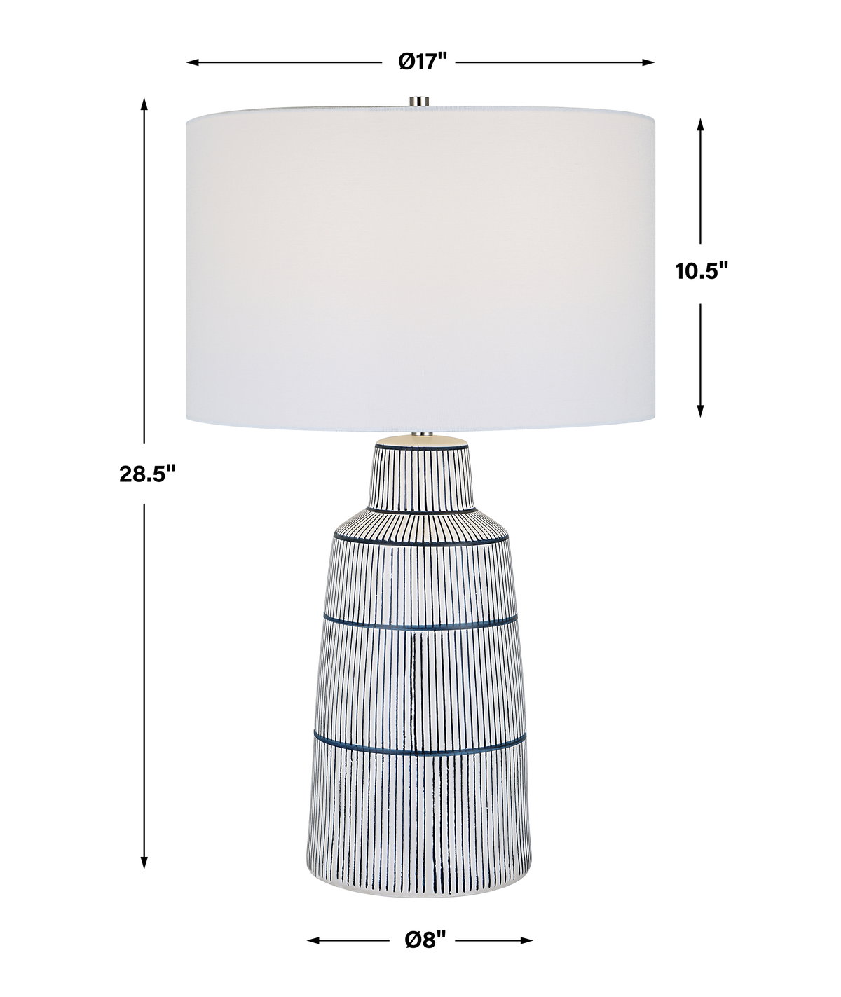 Breton Nautical Stripe Table Lamp, by Uttermost, 1'5" width x 2'4.5" height x 1'5" depth View 3