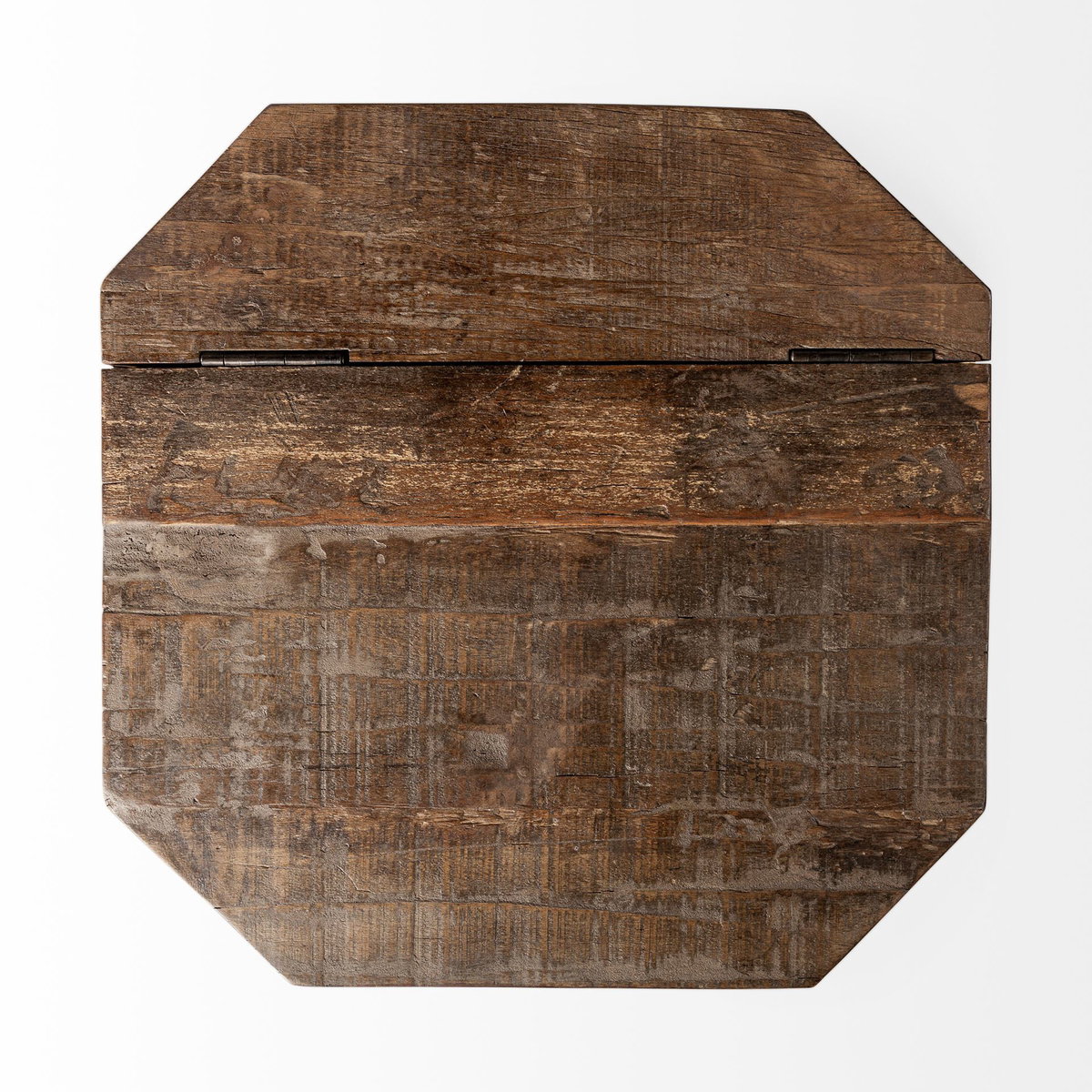 Esagono Octagonal Gold Metal-Clad Reclaimed Wood End/Side Table with Storage, Side & End Table by Mercana, 19" length x 19" width x 21" height View 10