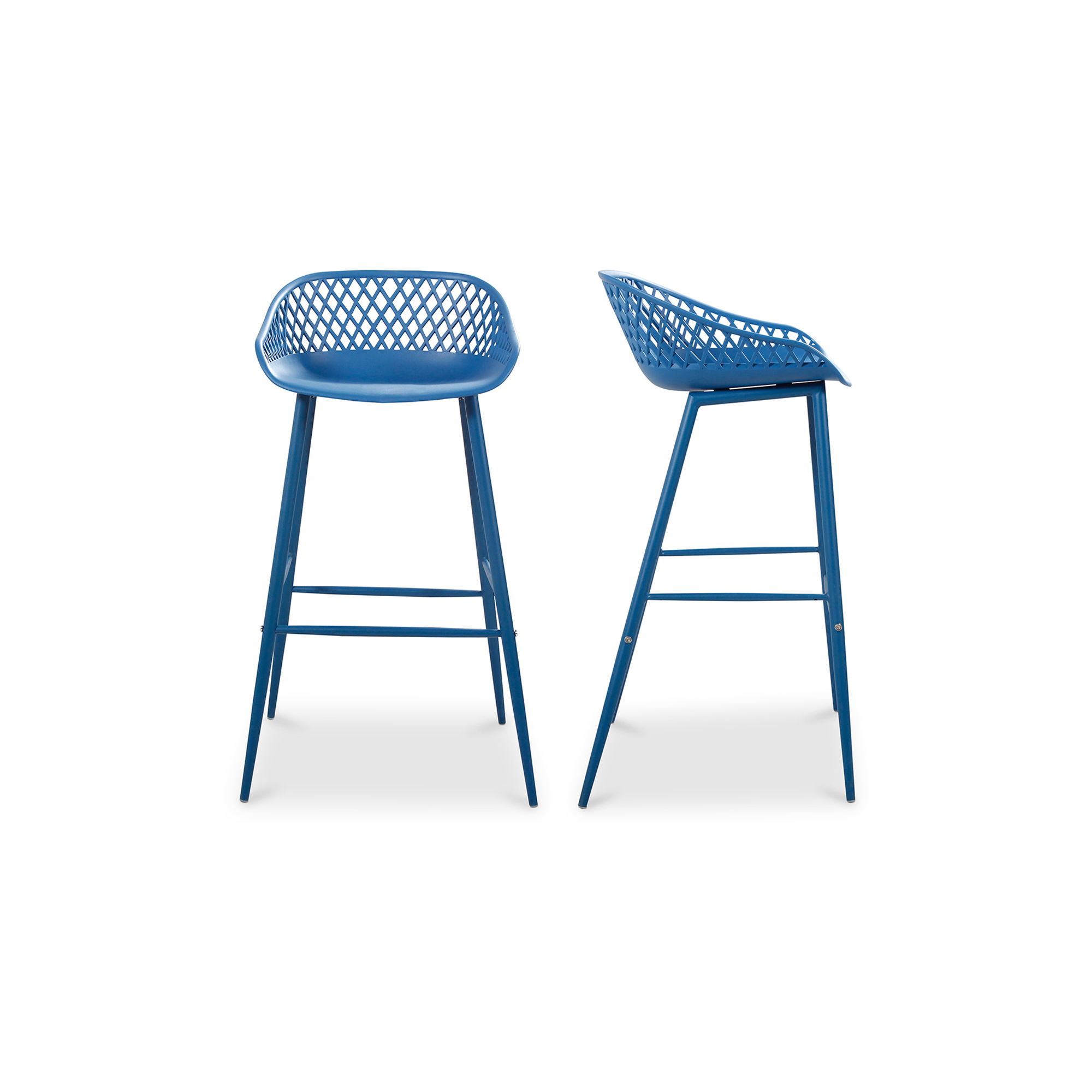 Piazza Outdoor Barstool Blue - Set Of Two, Counter & Bar Stool by Moe's Home, 19.29" width x 37.2" height x 19.68" depth View 1