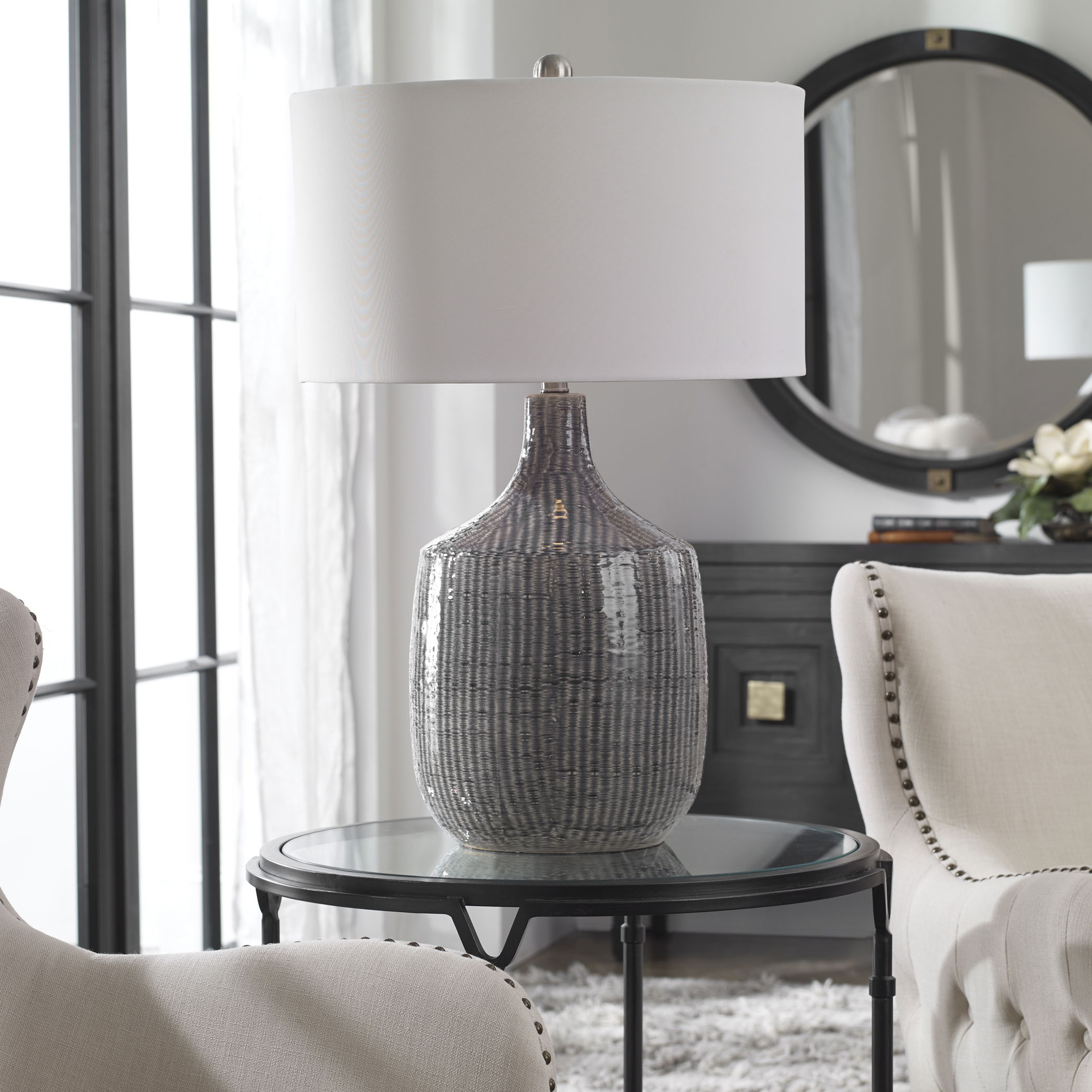 Felipe Distressed Gray Table Lamp large image 