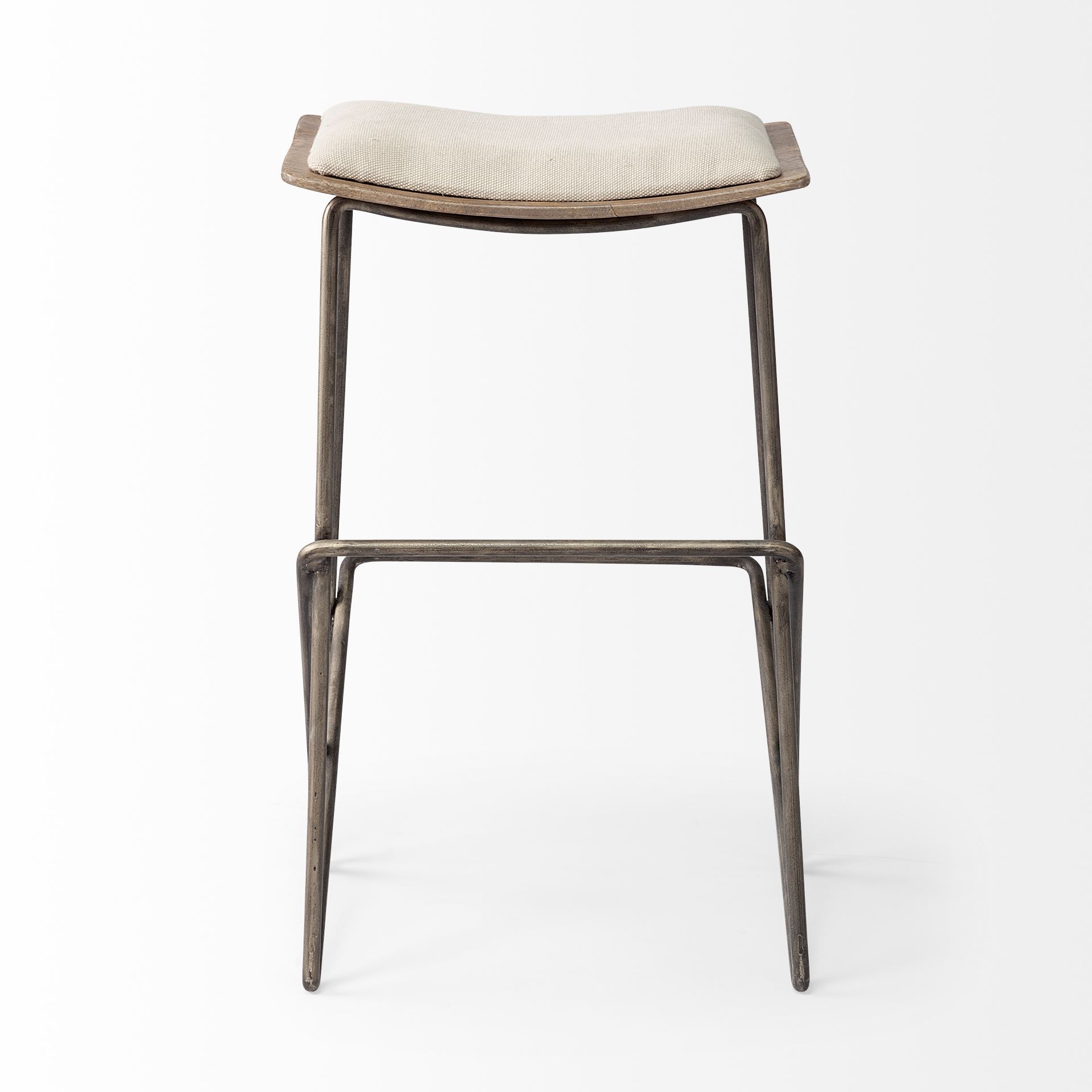 Katniss 26' Total Height Cream Fabric Seat Gold Metal Frame Counter Stool large image 