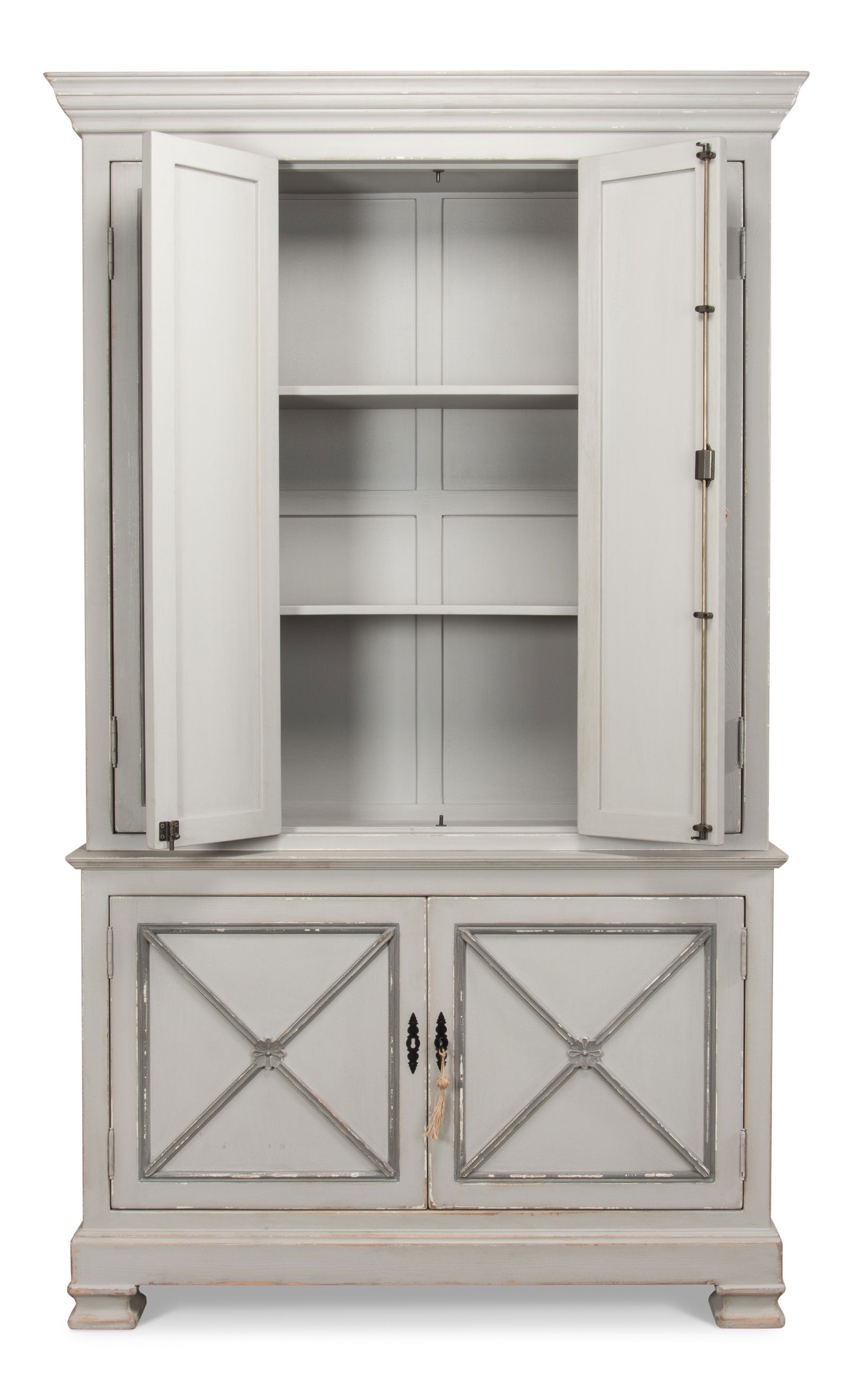 *Painted Directoire Style Cupboard, Shelving & Bookcase by Sarreid, 54" length x 17" width x 89" height View 12