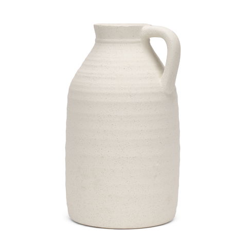 Tyrus Large Textured Matte White with Speckling Ceramic Vase