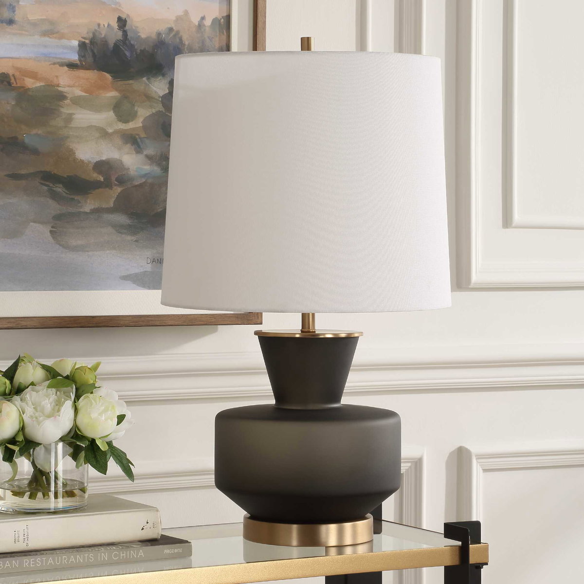 Trentino Black Table Lamp, by Uttermost, 16" width x 28" height x 16" depth View 4