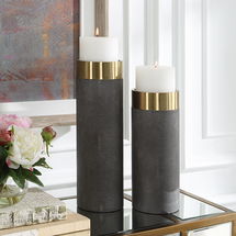 Online Designer Living Room Wessex Gray Candleholders, S/2
