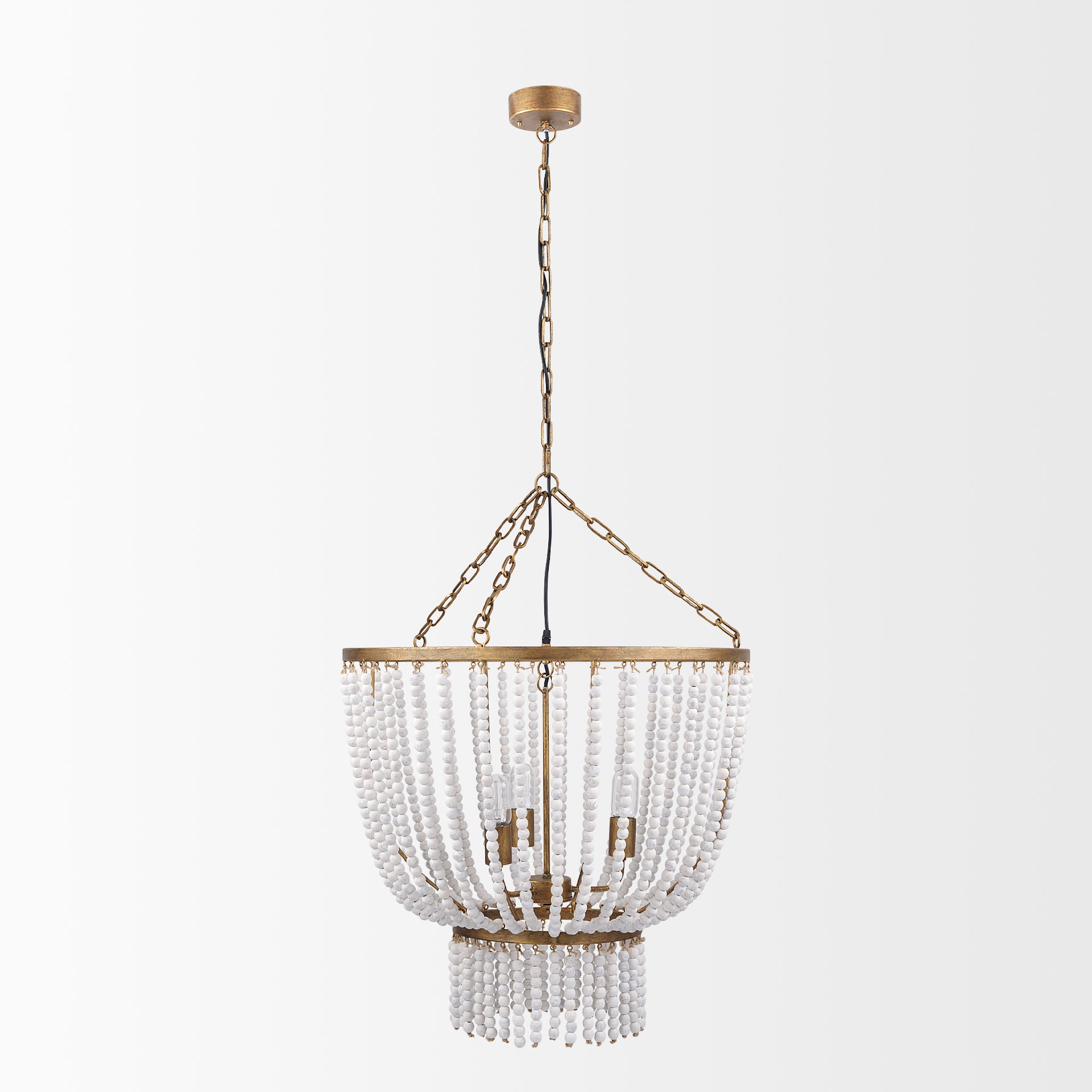 Rhone Gold Metal and Wood Beaded Chandelier large image 