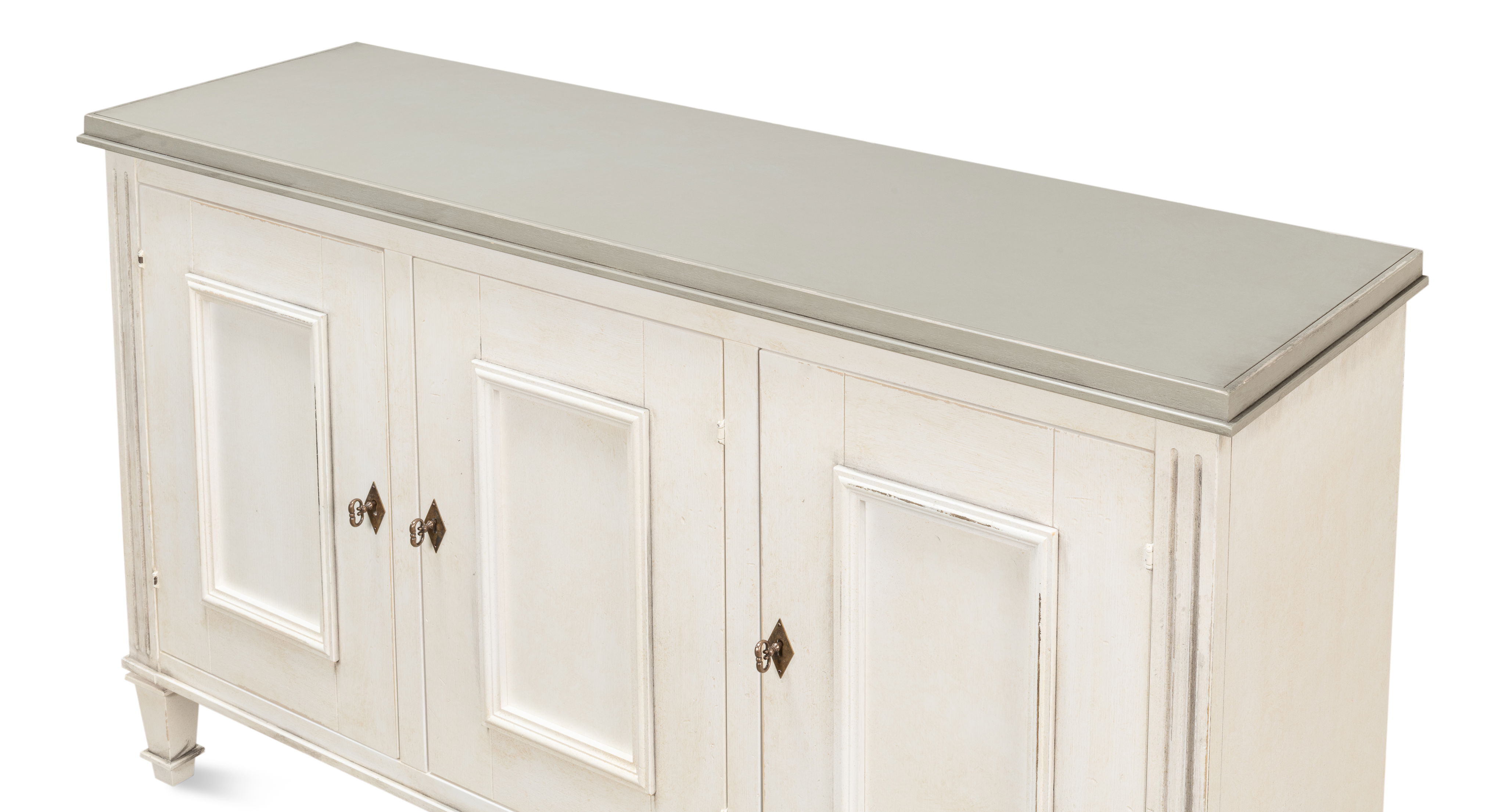 Louis Xvi Buffet,White/White,Gray Quartz, Cabinets & Sideboard by Sarreid, 60" length x 18" width x 34" height View 10