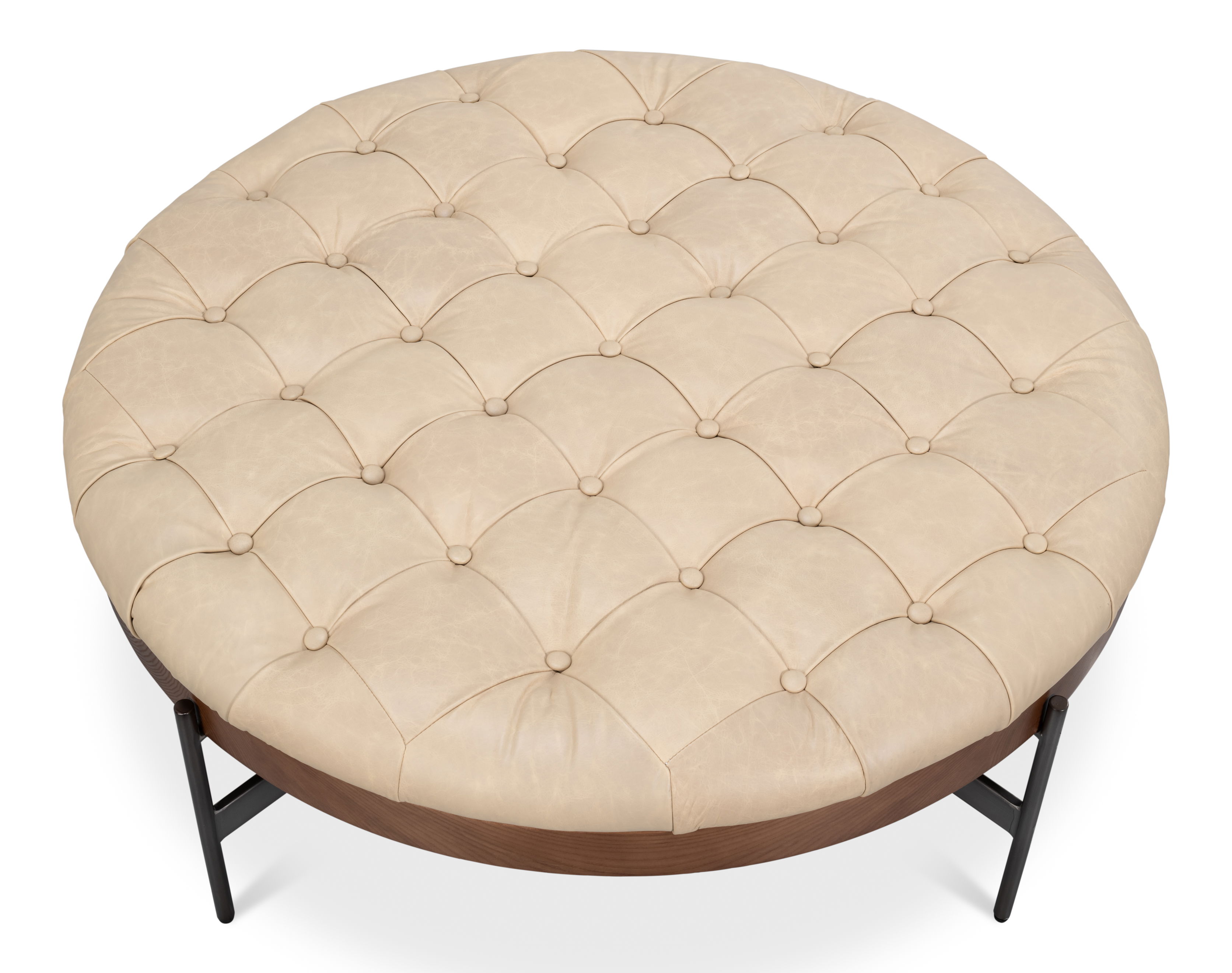 Corbet Cocktail Ottoman, Cappucino White, Coffee Table by Sarreid, 39" length x 39" width x 16" height View 8