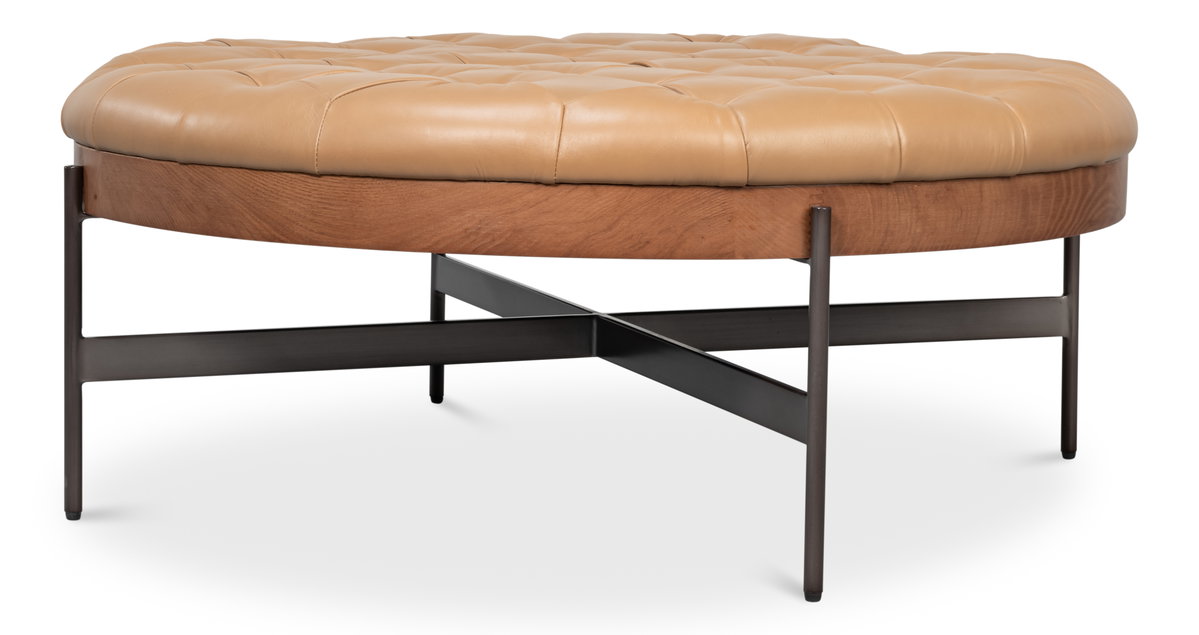 Corbet Cocktail Ottoman  Caramel Brown, by Sarreid, 3'3" length x 3'3" width x 1'4" height View 4