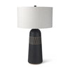 Javier 18.0L x 18.0W x 30.75H Black Base with Cream Fabric Shade Table Lamp, by Mercana, 18" length x 18" width x 30" height thumbnail 1