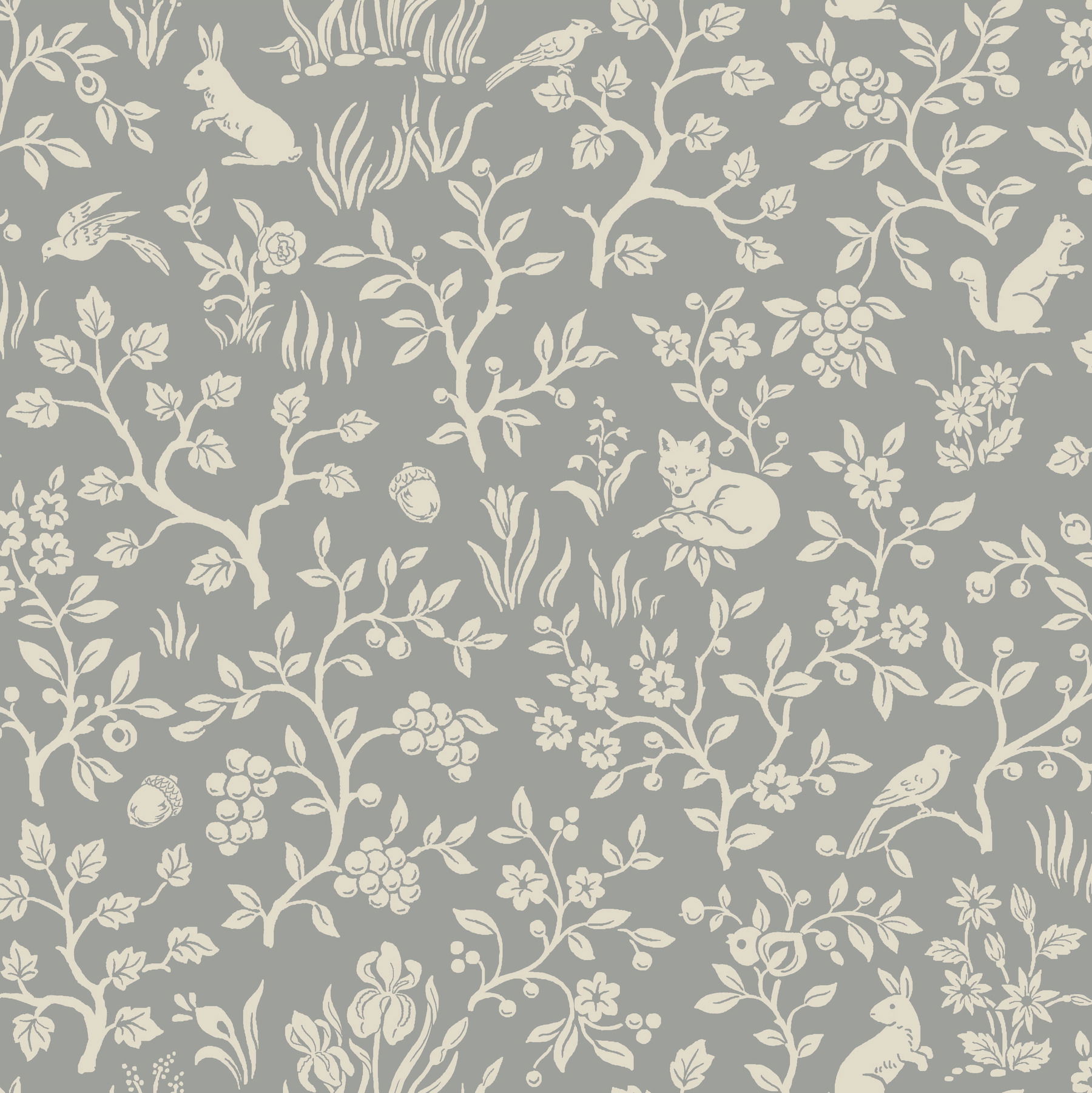 Fox & Hare Grey Wallpaper large image 