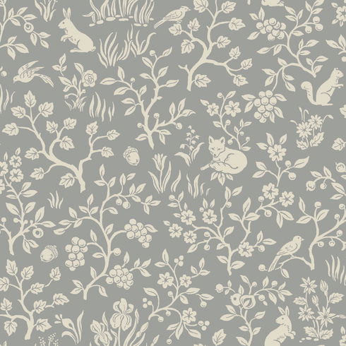 Fox & Hare Grey Wallpaper