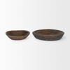 Nikita Set of 2 Large Medium Brown Reclaimed Wood Bowls, Decorative Bowl by Mercana, 17.25" length x 18.25" width x 4.5" height thumbnail 3