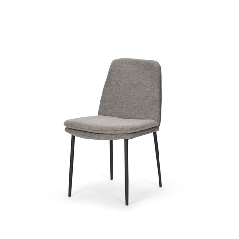 Eve Curved Back Dining Side Chair | Gray Fabric with Black Metal