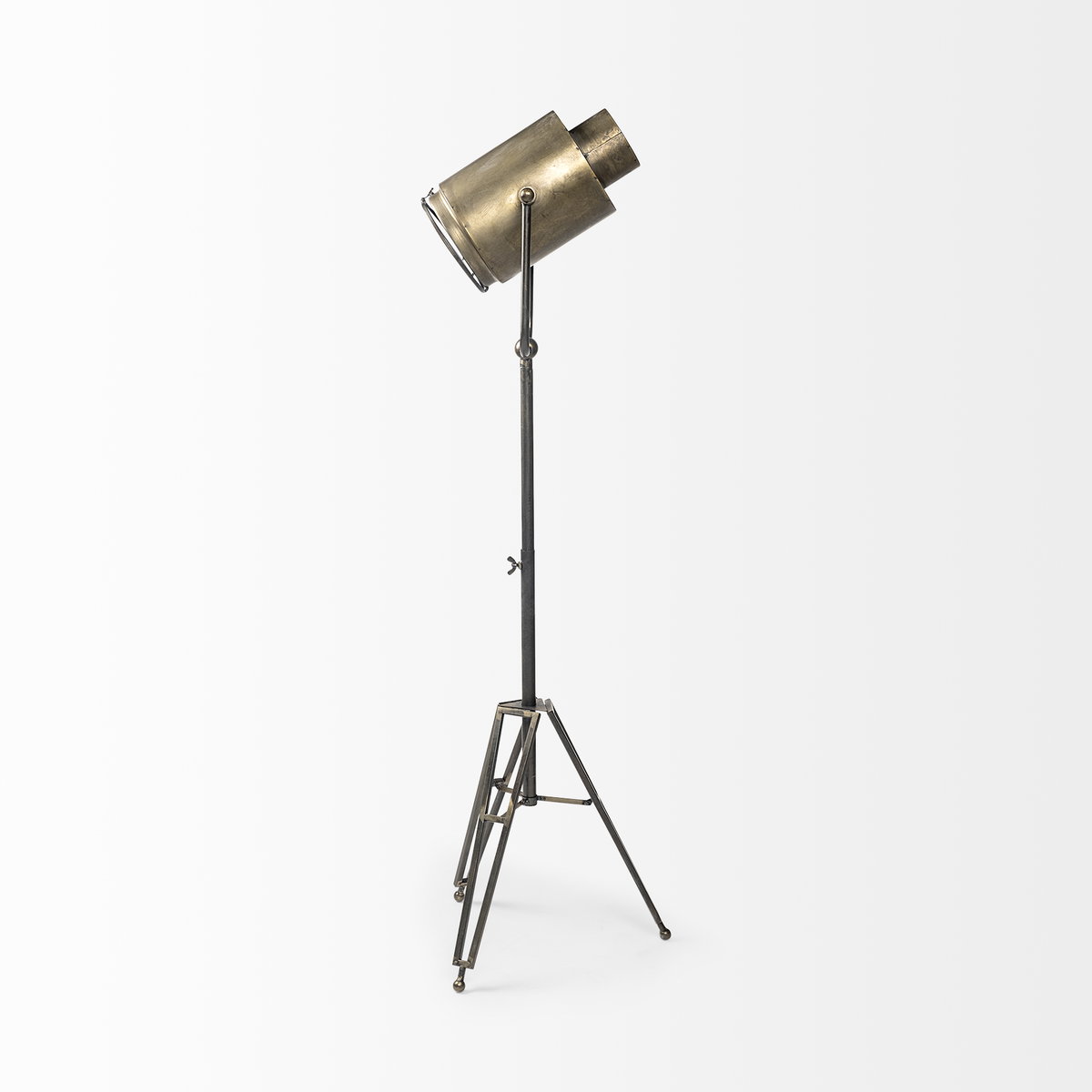 Debdou (61'H) Gold Metal Adjustable Cinema-Style Floor Lamp, by Mercana, 22" length x 22" width x 61" height View 6