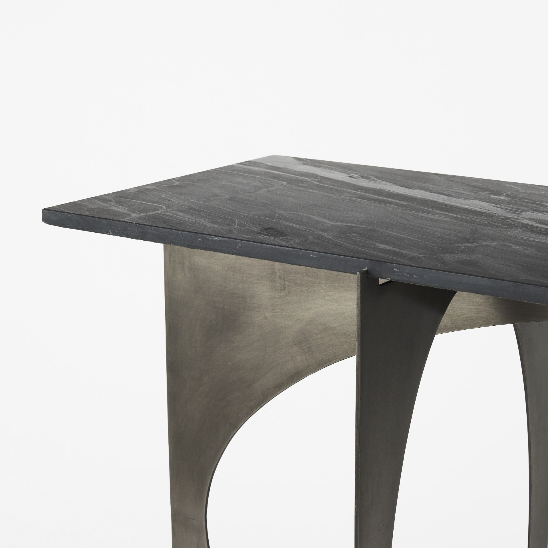 Reinhold IV Black Marble Top Iron Console Table large image 