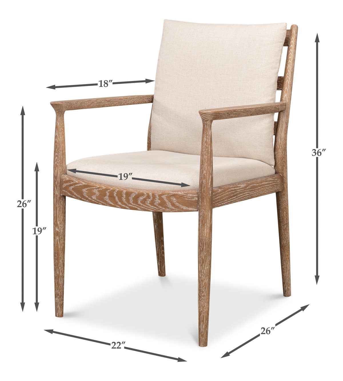 Tugen Armchair, by Sarreid, 2'2" length x 1'10" width x 3' height View 13