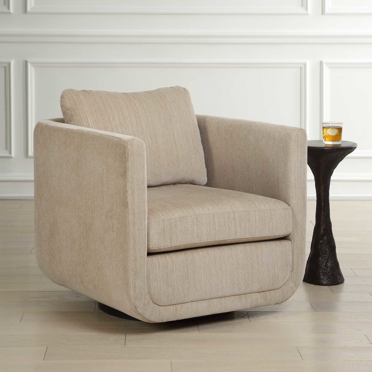 Abound Porcelain Swivel Chair, Accent Chair by Uttermost, 29.6" width x 26.5" height x 32" depth View 4