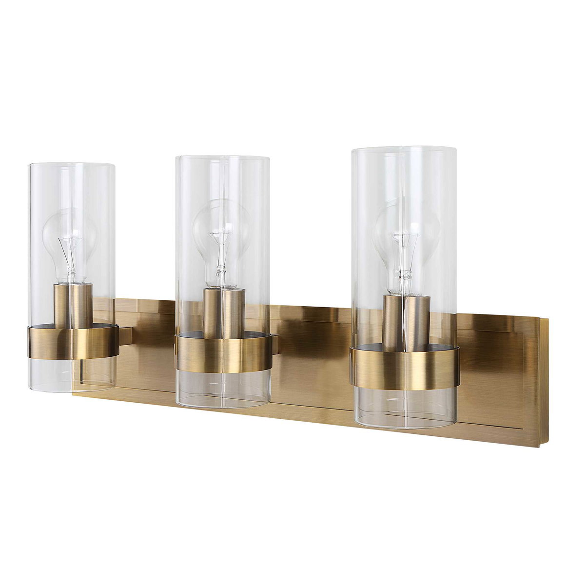 Cardiff Antique Brass 3 Light Vanity, Sconce by Uttermost, 23" width x 10.12" height x 5.75" depth View 4