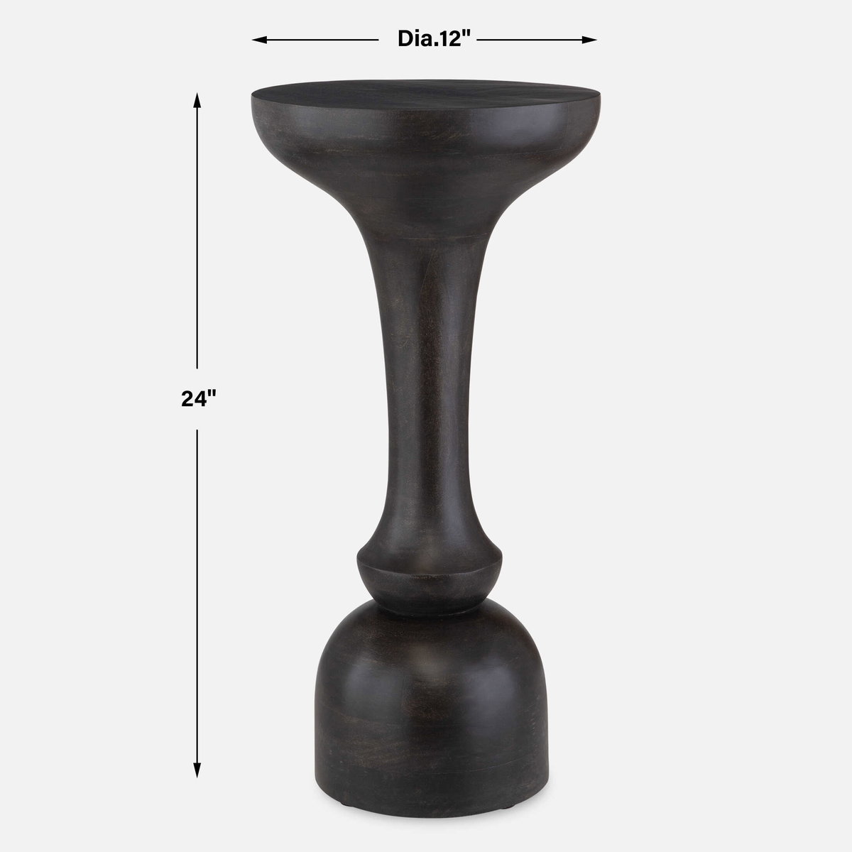 Gambit Hourglass Accent Table, Side & End Table by Uttermost, 12" width x 24" height x 12" depth View 3