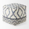 Eshana  Cream Wool and Denim Patterned Pouf thumbnail 2